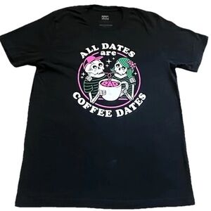 Rad Coffee Women’s All Dates Are Coffee Dates Black Shirt Día De Los Muertos MED